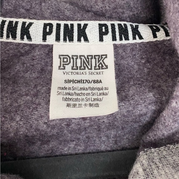 PINK Victoria’s Secret Gray Logo Pullover Sweatshirt Hoodie Size Small - Picture 4 of 7